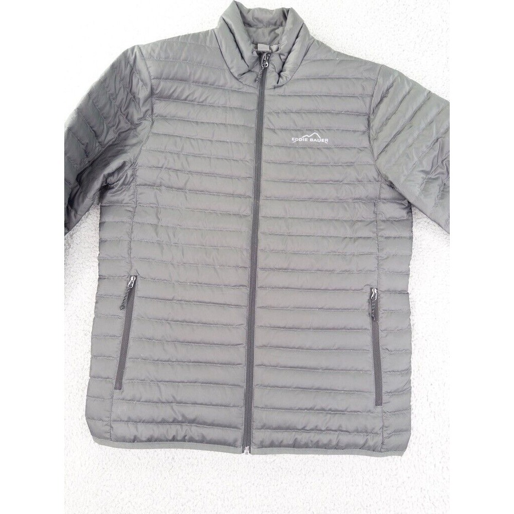 Eddie Bauer Jacket Small Mens Gray Eb650 Down Puffer Blue Full Zip Coat Outdoors - Picture 6 of 11